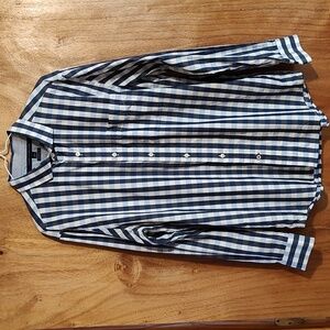 Tommy Hilfiger Mens Classic Fit Button Down Shirt Blue White Check 100% Cotton L